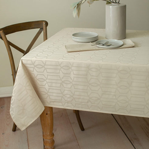 Benson Mills Orelle SPILLPROOF Jacquard Tablecloth, 60 in x 120 in, Cream