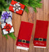St. Nicholas Square Christmas Towels, Red Bath Hand Towel Set of 2, Mr. & Mrs. Claus with Santa Belt Decorative Design 25 x 16 Inches Bathroom Decorating for The Holidays