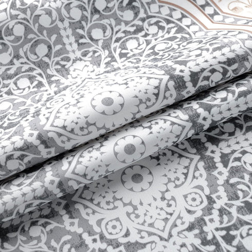 DriftAway Adrianne Damask and Floral Pattern Window Curtain Valance 52 Inch by 20 Inch Beige and Gray