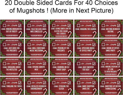 Christmas Photo Booth Prop Mugshot Signs! 20 Double sided cards for 40 fun options!