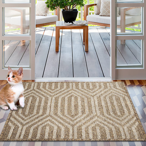 Indoor Doormat, Front Back Door Mat Rubber Backing Non Slip Door Mats 20?x31.5? Absorbent Resist Dirt Entrance Doormat Inside Floor Mats Area Rug for Entryway Machine Washable Low-Profile (Brown)