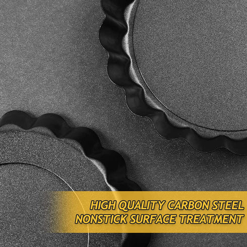 10 Pieces Mini Tart Pan with Removable Bottom, Nonstick Quiche Pan for Baking Pies, Quiche Cheese Cakes and Desserts (Black,3 Inch)