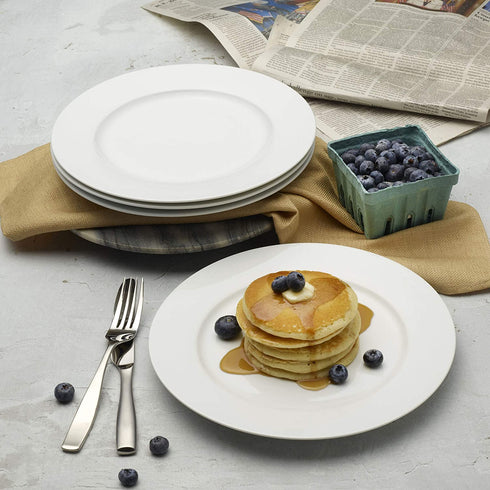 Everyday White by Fitz and Floyd Classic Rim 10.75-Inch Dinner Plates, Set of 4