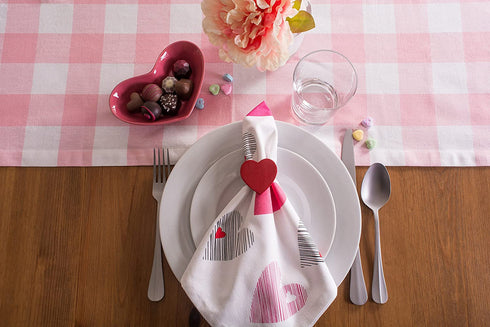 DII Valentine's Day Table Top Collection, Napkin Set, 20x20, Hearts Collage, 6 Piece