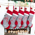 LUBOT Set of 5 Christmas Stockings (21inch) Embroidered Burlap Applique Flannel with Faux Fur Fireplace Hanging for Family Decorations Xmas Gift