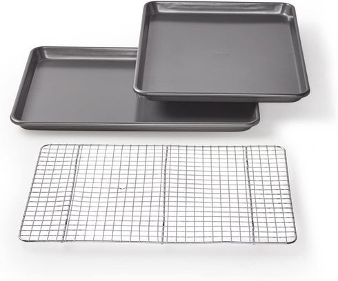 Chicago Metallic Professional Non-Stick Cookie/Jelly-Roll Pan Set with Cooling Rack, 17-Inch-by-12.25-Inch