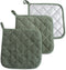 DII Basic Terry Collection Quilted 100% Cotton, Potholder, Artichoke Green, 3 Piece