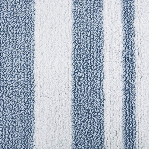 Madison Park Reversible Spa Rug 100%-Cotton Striped Ultra Soft Water Fast Bath Non-Slip Absorbent Quick Dry Mats for Tub, Shower Room, and Bathroom, 27"x45", Blue (MP72-6211)