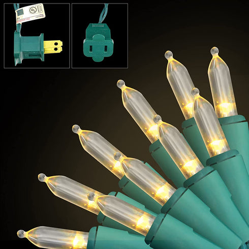 150-Count LED Warm White Mini Christmas String Lights, 50 Ft Green Wire, UL Certified Connectable , Xmas Lights Outdoor or Indoor