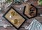 Premium Rattan Bamboo Tray, Set Of 2 Pcs Hexagon and Rectangular Hand Woven Modern Minimalistic Design, Living Dining Room Kitchen Serving Tray - Coffee, Breakfast, Food, Fruits, Countertop Decoration