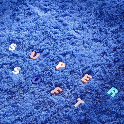 Vasofe Shaggy Rugs Fluffy Carpets , Rectangular Rugs for Bedroom LivingRoom, Nursery Rugs for Kids Room Throw Rug College Dorm Rugs, 4' x 6' Light Navy Rug Area Rugs Home Decor