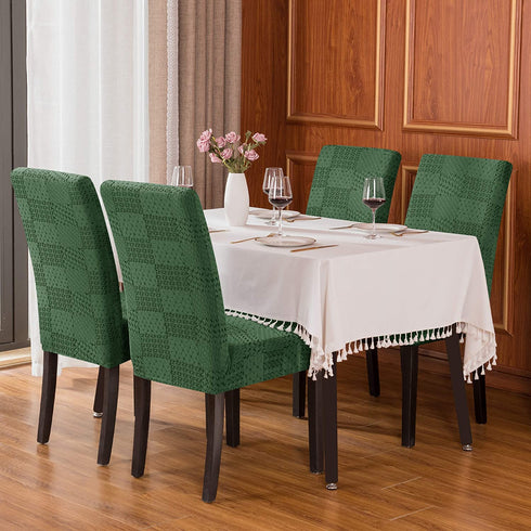 subrtex Dining Chair Slipcovers Various Jacquard Stretch Chair Covers Removable Parsons High Back Chair Protector for Kitchen (Pack of 4, Various Green)