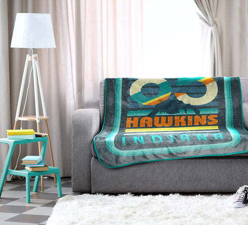 Jay Franco Stranger Things Hawkins 85 Throw Blanket - Measures 46 x 60 Inches, Kids Bedding - Fade Resistant Super Soft Fleece (Official Netflix Product)