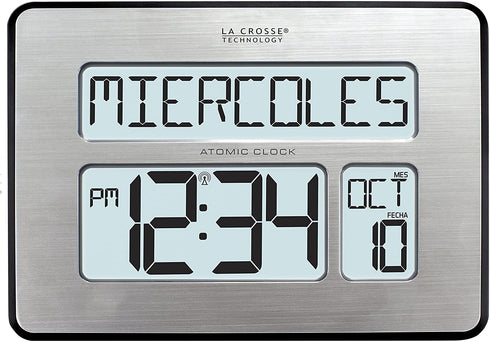 La Crosse Technology 513-1419BLv4-INT Backlight Atomic Full Calendar Clock with Extra Large Digits - Perfect Gift for the Elderly
