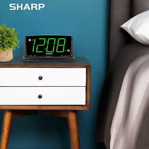 Sharp LED Digital Alarm Clock Simple Operation - Easy to See Large Numbers, Built in Night Light, Loud Beep Alarm with Snooze, Bright Big Green Digit Display