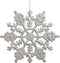 Vickerman Plastic Glitter Snowflake, 4-Inch, Silver, 24 Per Box