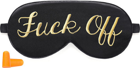 Coucoland Funny Silk Satin Sleeping Eye Mask Eye Cover for Sleep Adjustable Head Straps with Two Ear Plugs (Gold)