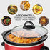 Taco Tuesday 4-Quart Fiesta Slow Cooker With Tempered Glass Lid, Cool-Touch Handles, Removable Round Ceramic Pot, Red
