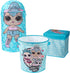 Idea Nuova LOL Surprise 3 Piece Collapsible Storage Set with Collapsible Ottoman, Bin and Figural Dome Pop Up Hamper, Aqua