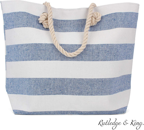 Tote Bag - Beach Bag - Beach Tote - Large Tote Bag with Rope Handles - Rutledge & King