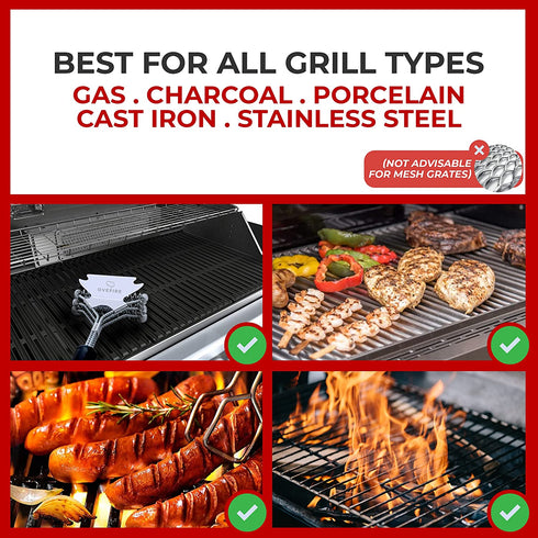 Grill Brush and Scraper Safe BBQ Brush Bristle Free or Wire Cleaning Brush & Scrubber - Stainless Steel and Heavy Duty Grill Cleaner for All Grill Grates - Ideal Grill Accessories & Gifts