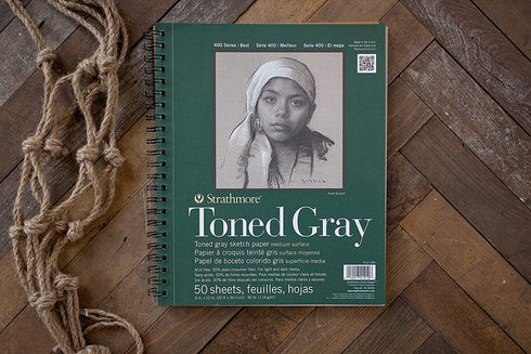 Strathmore (412-109 30% Post Consumer Fiber Wire Binding Recycled Toned Sketch Pad, 9"x12", Gray, 50 Sheets