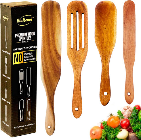 Healthy NO VARNISH Spurtles Kitchen Tools As Seen On TV Wooden Utensils for Cooking Wooden Kitchen Utensil Set Wooden Spatula for Cooking Wooden Spoons for Cooking Wok Spatulas For Nonstick Cookware