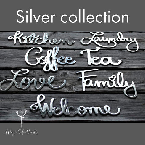 Way Of Hearts - Polished Metal Welcome Sign For Front Door - Silver Wall Decor 13.4 X 4.3" inches - Rustproof Stainless Steel - Welcome home decorations -Farmhouse wall decor