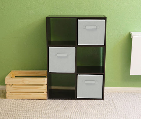 6 Pack - SimpleHouseware Foldable Cube Storage Bin, Grey