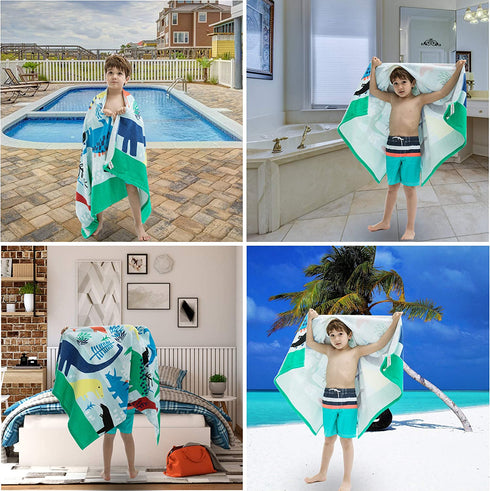 Kids Bath/Pool/Beach Towel for Toddlers Boys Girls,Oversized 30"x60",Soft Absorbent Cotton Swim Cover ups,Dinosaur Theme