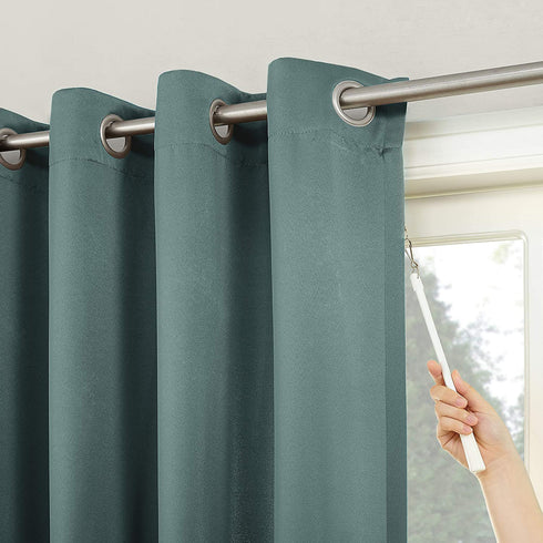 Sun Zero Easton Extra-Wide Blackout Sliding Patio Door Curtain Panel with Pull Wand, 100" x 84", Mineral (Single Panel)