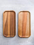 Wood Serving Platter Tray Plate, Wooden Steak Plates, Set of 1 Small Wood Tray + 50 Paddle Picks, Solid Natural Rectangular Acacia Board for Food Party Cheese Appetizer, Avoid Sliding and Spilling