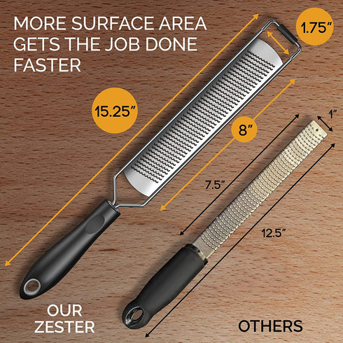 GRACE & GRIND Lemon Zester Grater for Kitchen Accessories - Premium Stainless Steel Grater for Parmesan Cheese, Citrus, Garlic, Carrot, Vegetables and Fruits with Non Slip Handle and Cover