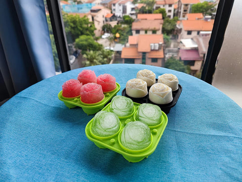 Silicone Rose Ice Cube Tray,Easy Release Large Novelty Ice Ball Maker Mold with Lid,Rose Shaped Sphere Ice Mold for Whiskey,Cocktails,Homemade Juice,Chilled Drink