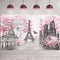 Paris Tapestry Backdrop Paris Wall Art Eiffel Tower Photo Banner Background European City Landscape Pink Wall Hanging Decor for Living Room Girl Bedroom Paris Themed Party Decoration, 72.8 x 43.3 Inch