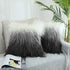 Kevin Textile Set of 2 Decorative New Luxury Series Merino Style Fur Throw Pillow Case Cushion Cover 18" x 18" 45cm x 45cm Gradient Black