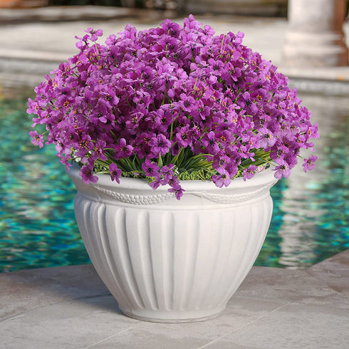 Artificial Flowers Outdoor, 20 Bundles Artificial Plants UV Resistant Fake Plants for Outdoors Outside Front Porch Window Box Hanging Planter Decoration(Purple)