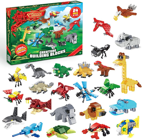 JOYIN 2021 Advent Calendar Kids Christmas 24 Days Countdown Calendar Toys for Kids with Animal Building Blocks