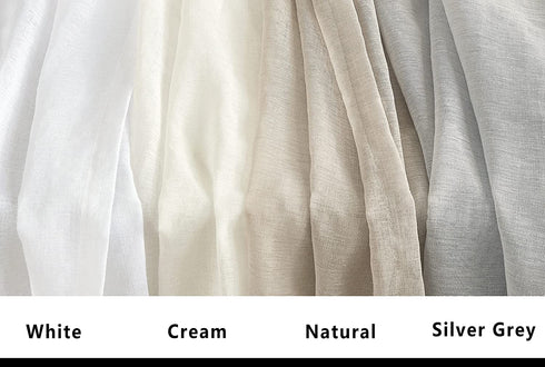 FMFUNCTEX Linen Sheer Curtains Living-Room 84inch Long Modern Semi Sheer Window Panel Drapes for Farmhouse Bedroom Grommet Top, Natural, 55" w 1 Pair 7ft
