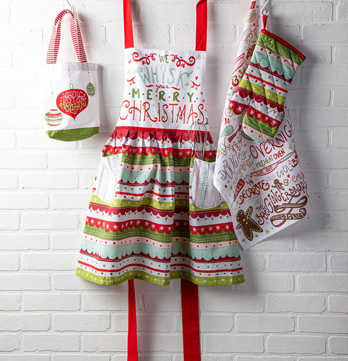DII Holiday Collection Skirted Apron, One Size, Whisk You A Merry Christmas