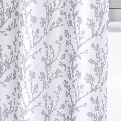 DriftAway Sarah Floral Tree Branch Pattern Thermal Insulated Blackout Window Curtain Valance Rod Pocket 2 Layers 52 Inch by 14 Inch Plus 2 Inch Header Gray