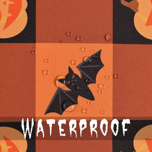 Softalker Halloween Rectangle Tablecloth, Waterproof Washable Checkered Halloween Themed Orange Pumpkin Bats Polyester Table Cloth for Party Decoration & Horror Movie Nights 60 x 84 inch
