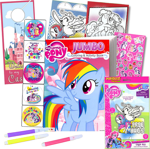 My Little Pony Coloring Book with Take-N-Play Set - 96-page Coloring Book, My Little Pony Stickers, and Markers