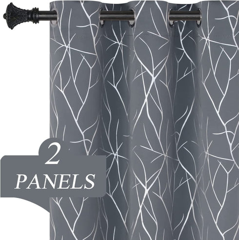 Estelar Textiler Kids Room Darkening Blackout Curtains Grommet Bedroom Decorative Silver Wave Line Curtains for Bedroom 38W x 54L Grey 2 Panels