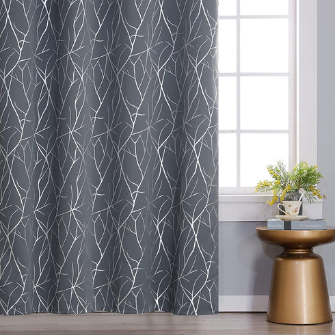 Estelar Textiler Kids Room Darkening Blackout Curtains Grommet Bedroom Decorative Silver Wave Line Curtains for Bedroom 38W x 54L Grey 2 Panels