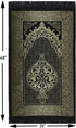 Islamic Prayer Rug Thin Woven Chenille and Taffeta Turkish Sajadah Intricate Design Metallic Ottoman Mat (Black + Blue)