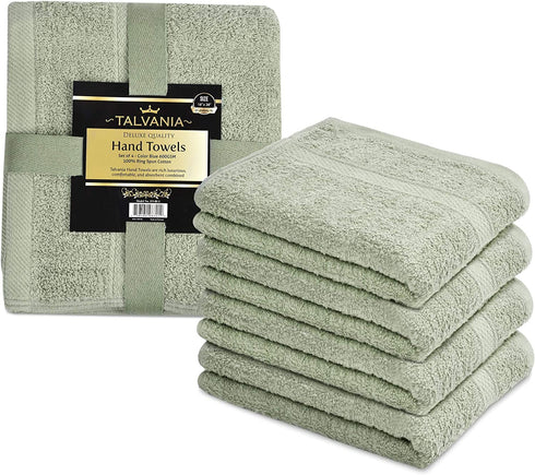 Talvania Hand Towels 100% Cotton Bathroom Towel Set Hotel Spa Quality 600GSM - Super Soft Absorbent - Use for Home Bath Hand Face - 16? X 28? - 4 Pack Hand Towel Set (Mint Green)