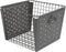 Spectrum Diversified Macklin, Stamped Steel & Wire Basket for Closet & Cubby Storage Vintage-Inspired Design with Customizable Label Plate, Large, Gray