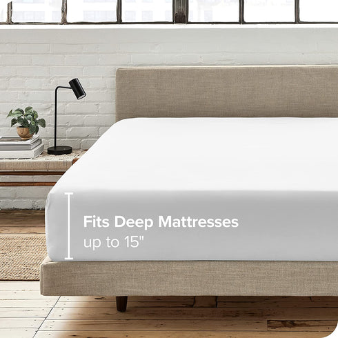 Bare Home Fitted Bottom Sheet California King - Premium 1800 Microfiber - Ultra-Soft Wrinkle Free - Deep Pocket - Cal King Fitted Sheet (California King, White)