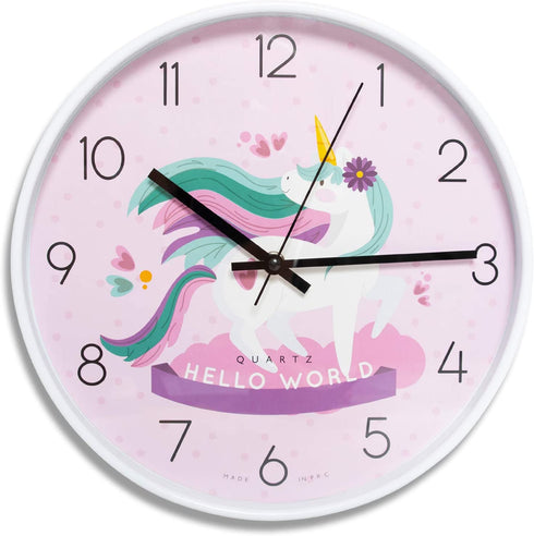 Something Unicorn - Beautiful Unicorn Wall Clock for Girls Bedroom Decoration. Silent Non Ticking Quartz Battery Operated Easy to Read. (12 inch)